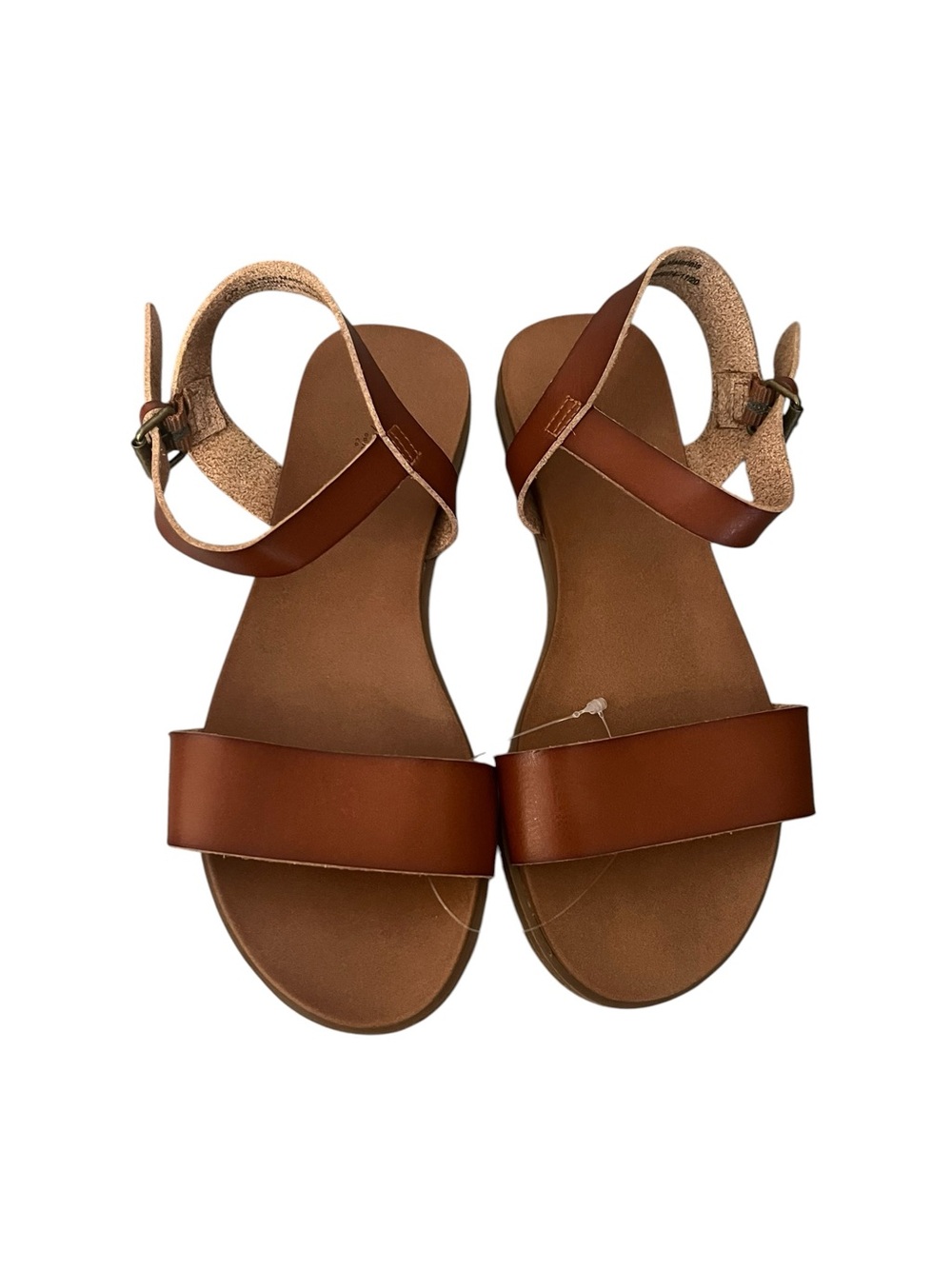 Universal Thread Nyla Ankle Strap Sandals Cognac Brown Wide Strap Buckle 7W NWOT